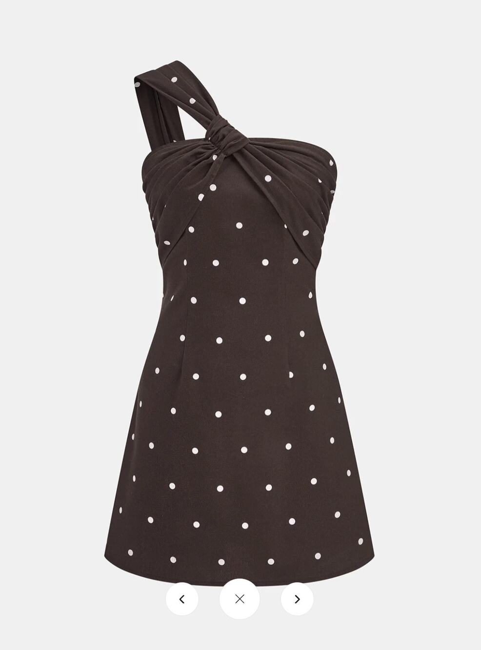 NWT Commense Polka Dot One Shoulder Linen Blend Mini Dress Sz L